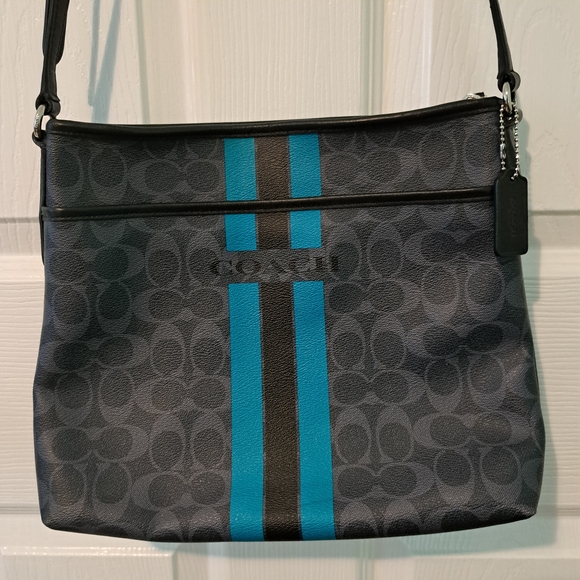 Coach Handbags - Coach Gray and Blue Leather Crossbody